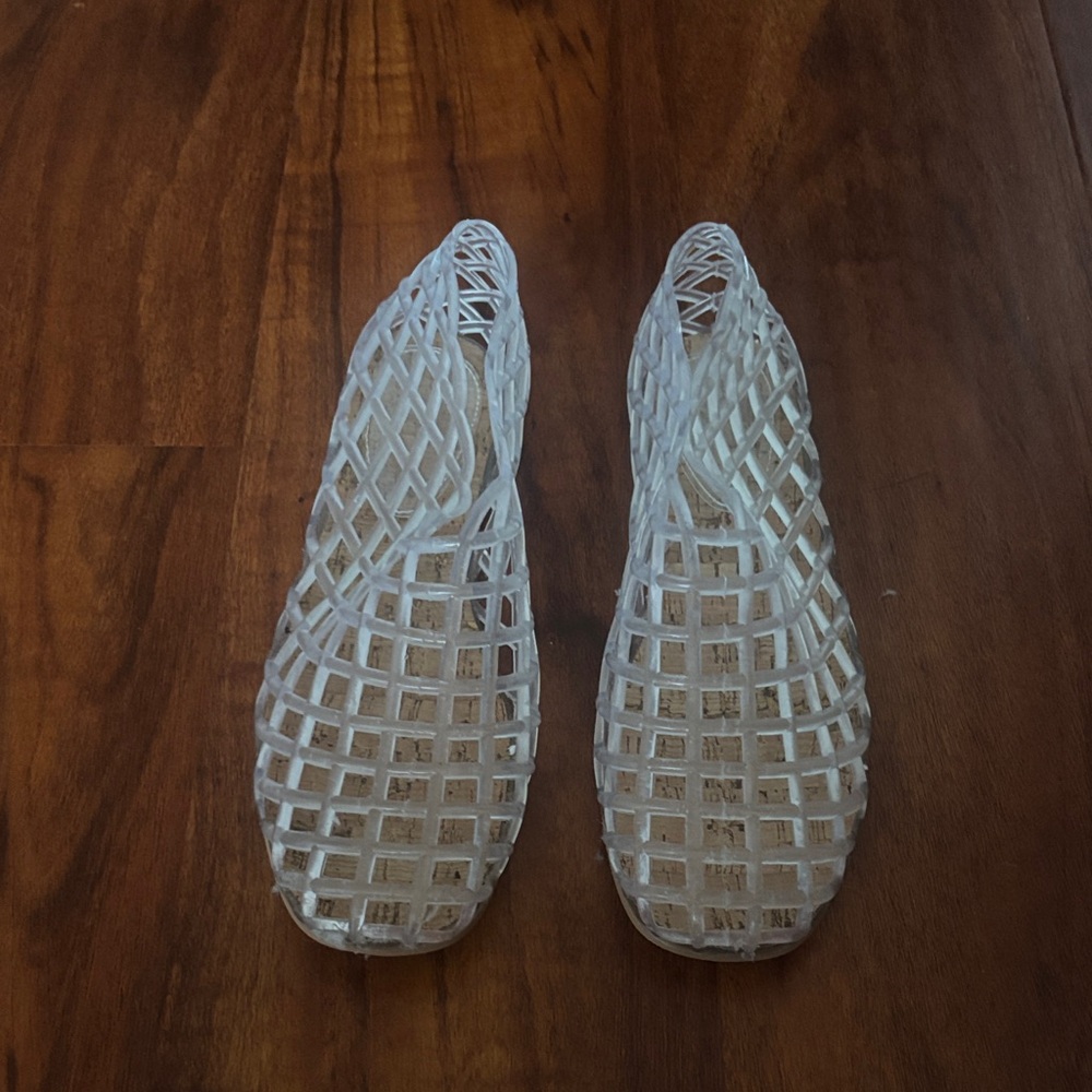 Women’s White Transparent Jelly Flats - Lightweight Summer Slip-Ons